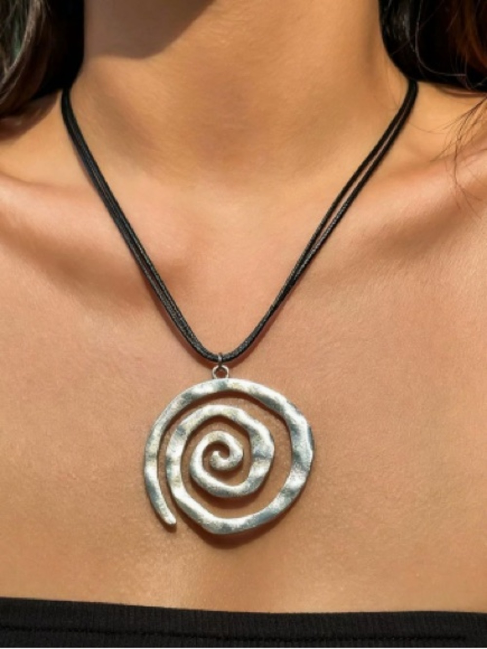 Silver Spiral Pendant Necklace for Women - Modern Statement